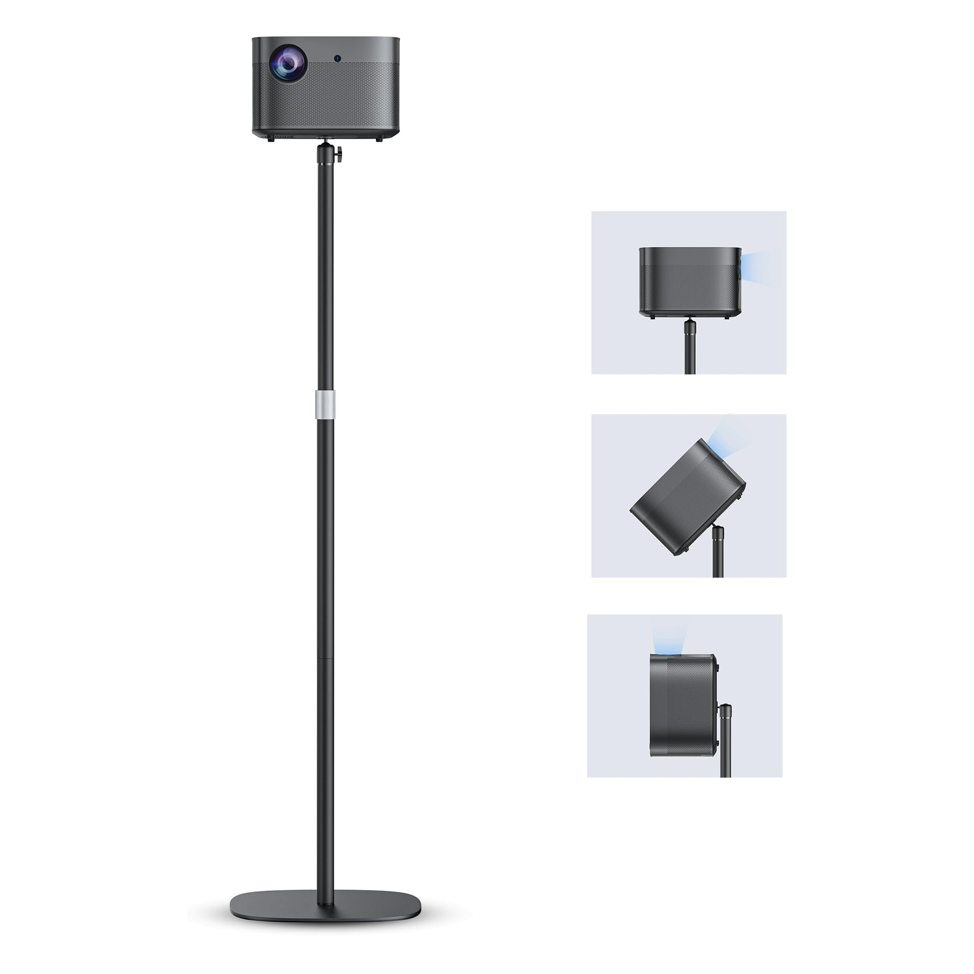 POLESTO Beamerständer höhenverstellbar Metall 50-125cm. Schwarzer Metallständer mit Stativfuß. Für stabile Positionierung von Beamern/Projektoren.
