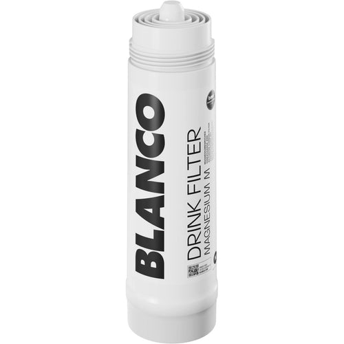 BLANCO Drink Filter Soft Magnesium M – Antikalk Filterkartusche. Zylindrische weiße Kartusche. Reduziert Kalk und reichert Trinkwasser mit Magnesium an.
