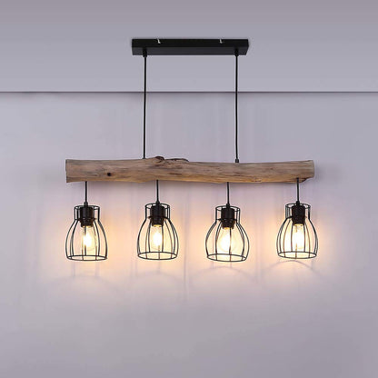 GLOBO Design Pendelleuchte 15326-4N – Holz Balken