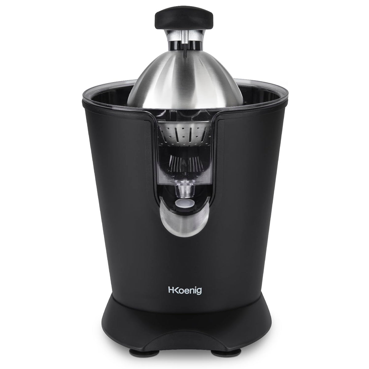 H.Koenig AGR82 Elektrische Zitruspresse, 160 W, Edelstahl, Schwarz
