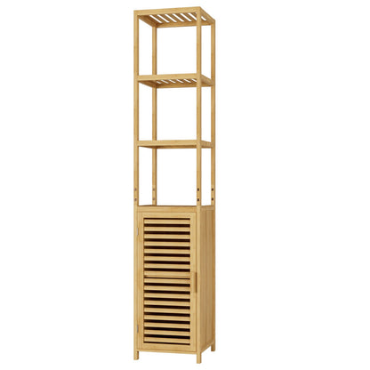 FOREHILL Bad Hochschrank schmal Bambus – Natur 169cm