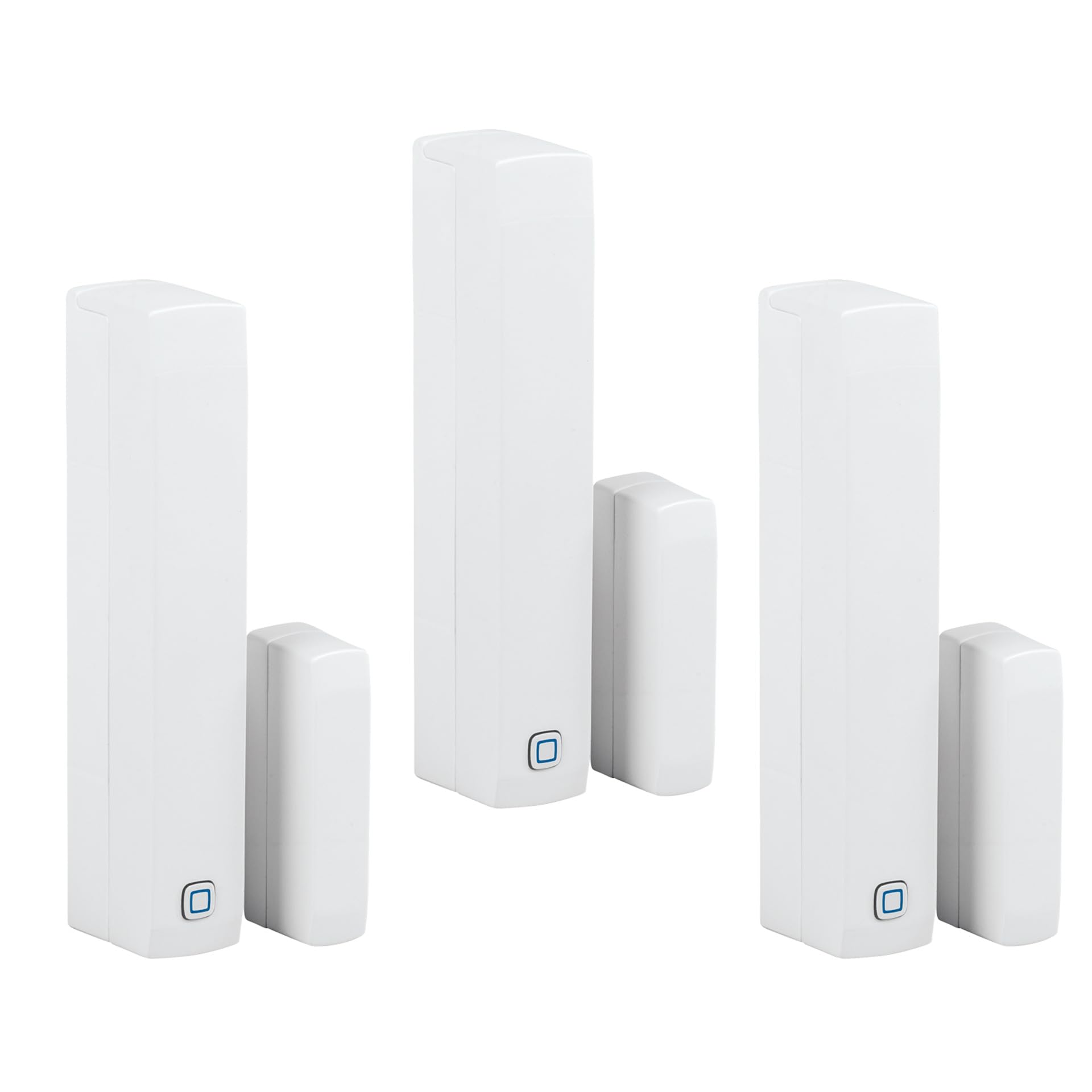 Homematic IP Fenster- & Türkontakt Sensor - 3er-Set Magnet: Weiße, rechteckige Magnetsensoren zur Zustandsüberwachung von Fenstern und Türen (offen/geschlossen).