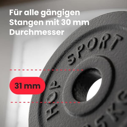 Hop-Sport Gusseisen Hantelscheiben Set 30 kg – 31 mm Lochdurchmesser