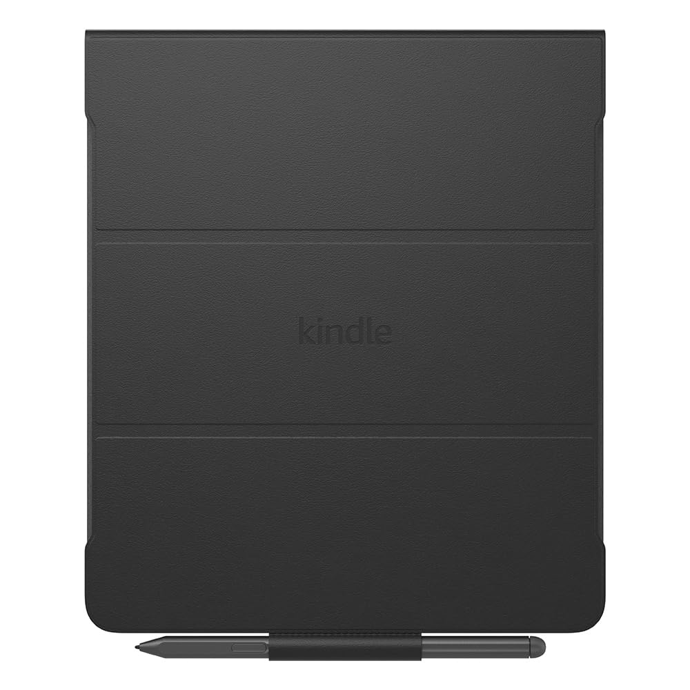 Amazon Kindle Scribe Klapphülle – magnetisch, schlank, pflanzenbasiert. Schwarze Schutzhülle. Schützt Kindle Scribe Display; dient als Aufsteller.