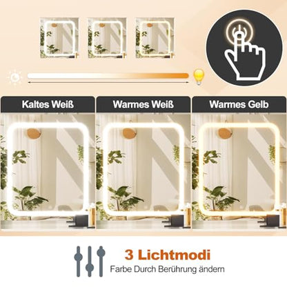 TRIUMPHKEY Schminktisch mit LED Beleuchtung – Verstellbar