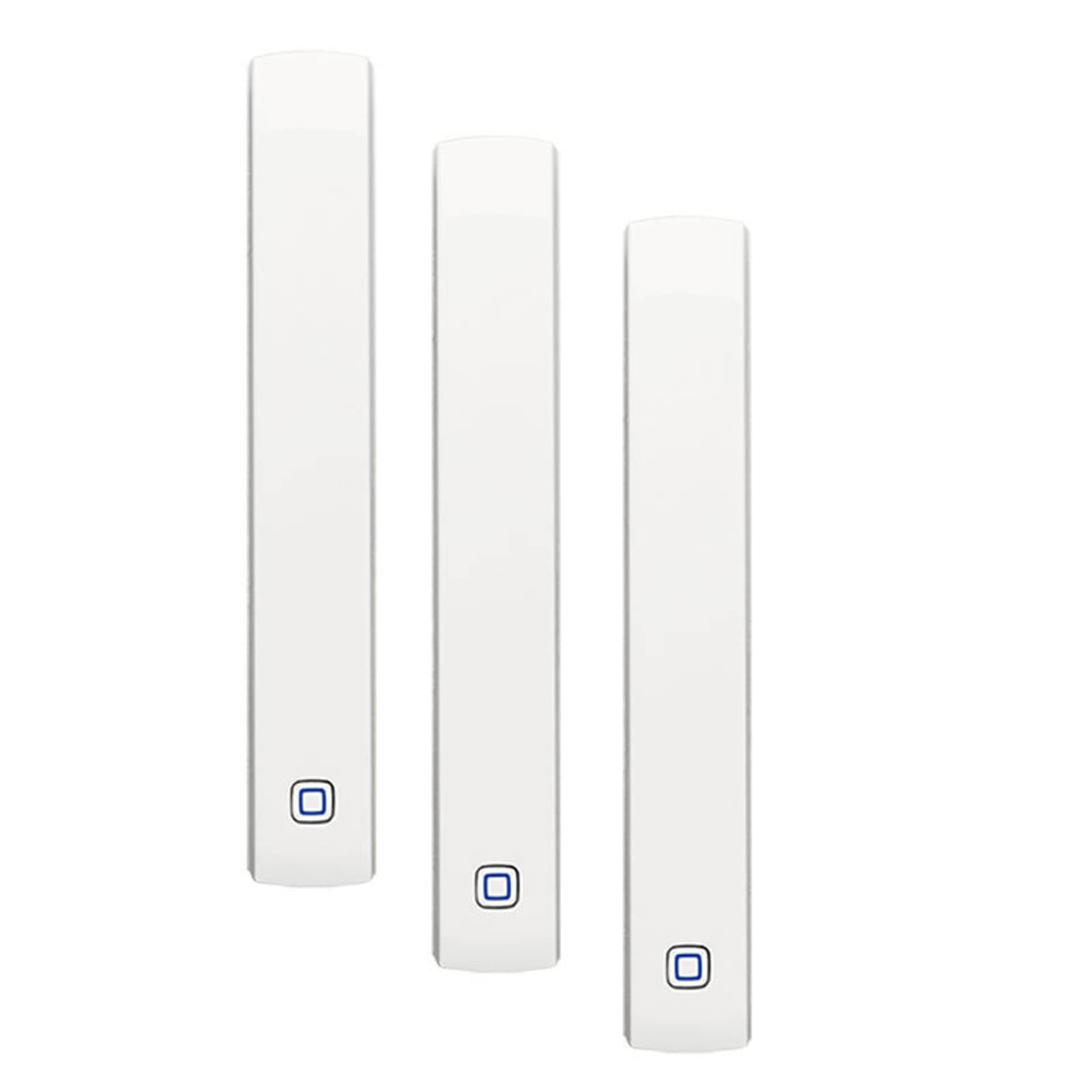 Homematic IP Fenster- & Türkontakt Optisch 3er-Set Weiss/Braun: Kompakte, rechteckige Sensoren zur optischen Statusüberwachung von Fenstern & Türen.