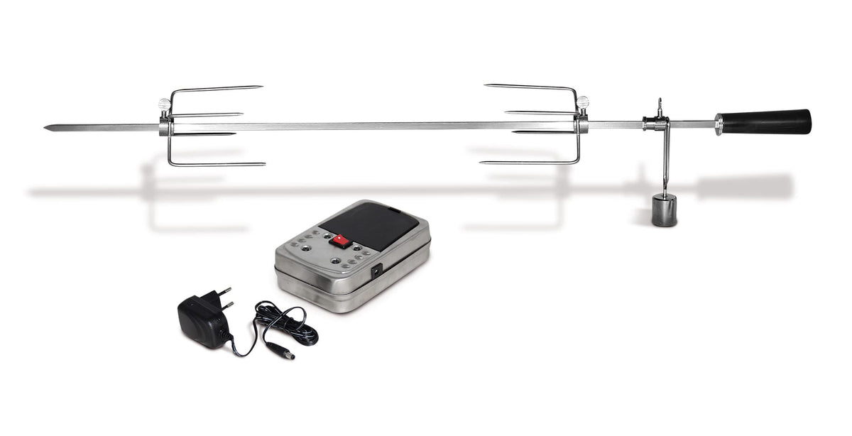 Enders Edelstahl-Grillspiess elektrisch für Boston 6 & HYDE 6, silber, mit Fleischklammer