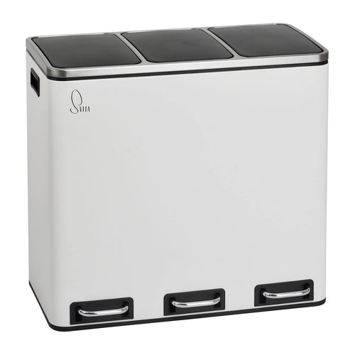 SVITA TM3X18 Mülleimer 3 Fächer 54L Mülltrennung weiss. Rechteckiger, weißer Mülleimer mit drei Fächern zur Abfalltrennung zuhause.