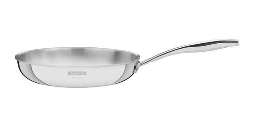 Tramontina Grano Bratpfanne - Ø 26 cm Edelstahl Induktion. Glänzende, runde Edelstahlpfanne ideal zum Braten und Anbraten.