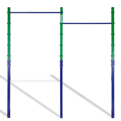ZERRO Reckstange Outdoor doppelte Turnstange - grün-blau. Grün-blaue Doppel-Reckstange für Outdoor-Gymnastik und Fitness.