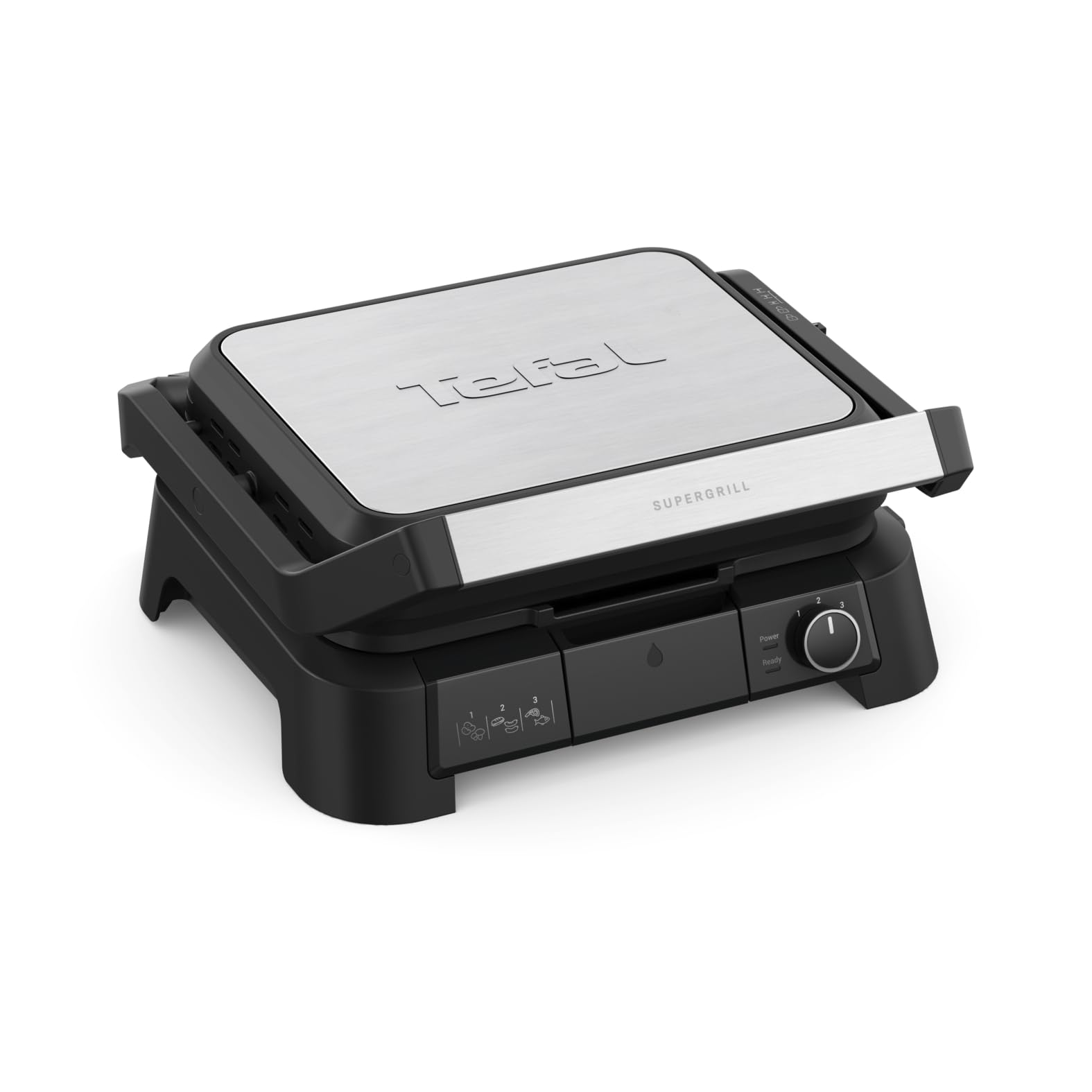 Tefal SuperGrill 3in1 Kontaktgrill - Schwarz Silber GC510DE0. Schwarz-silberner Grill mit Heizplatten zum schnellen, beidseitigen Garen.