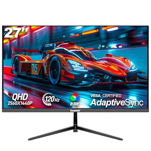 Gawfolk Gaming Monitor 27 Zoll QHD 120Hz IPS – Schwarz. Rechteckiges schwarzes Display für anspruchsvolles Gaming.
