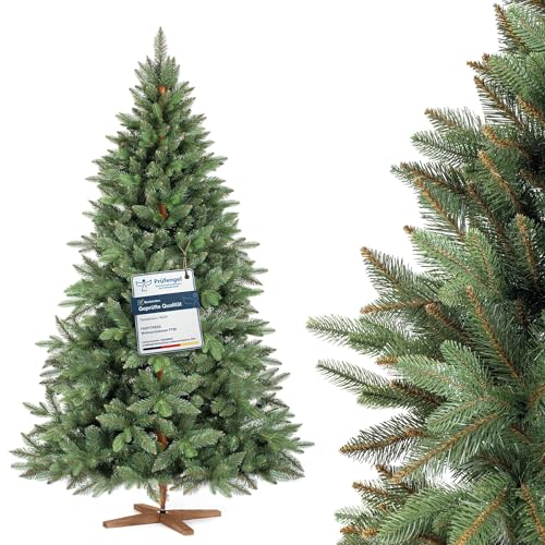 FAIRYTREES Nordmanntanne Premium Künstlicher Weihnachtsbaum - 180 cm. Grüner, konischer Nadelbaum zur festlichen Weihnachtsdekoration.