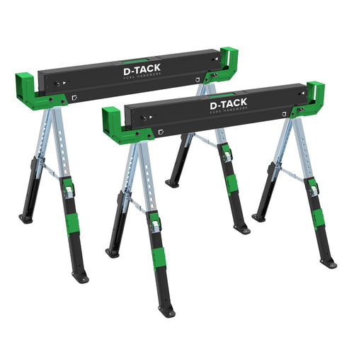 D-TACK Multifunktion Arbeitsbock faltbar höhenverstellbar – 2er-Set: Robuster, grauer Arbeitsbock. Für flexible Werkstückauflage bei Bau- und Werkstattarbeiten.
