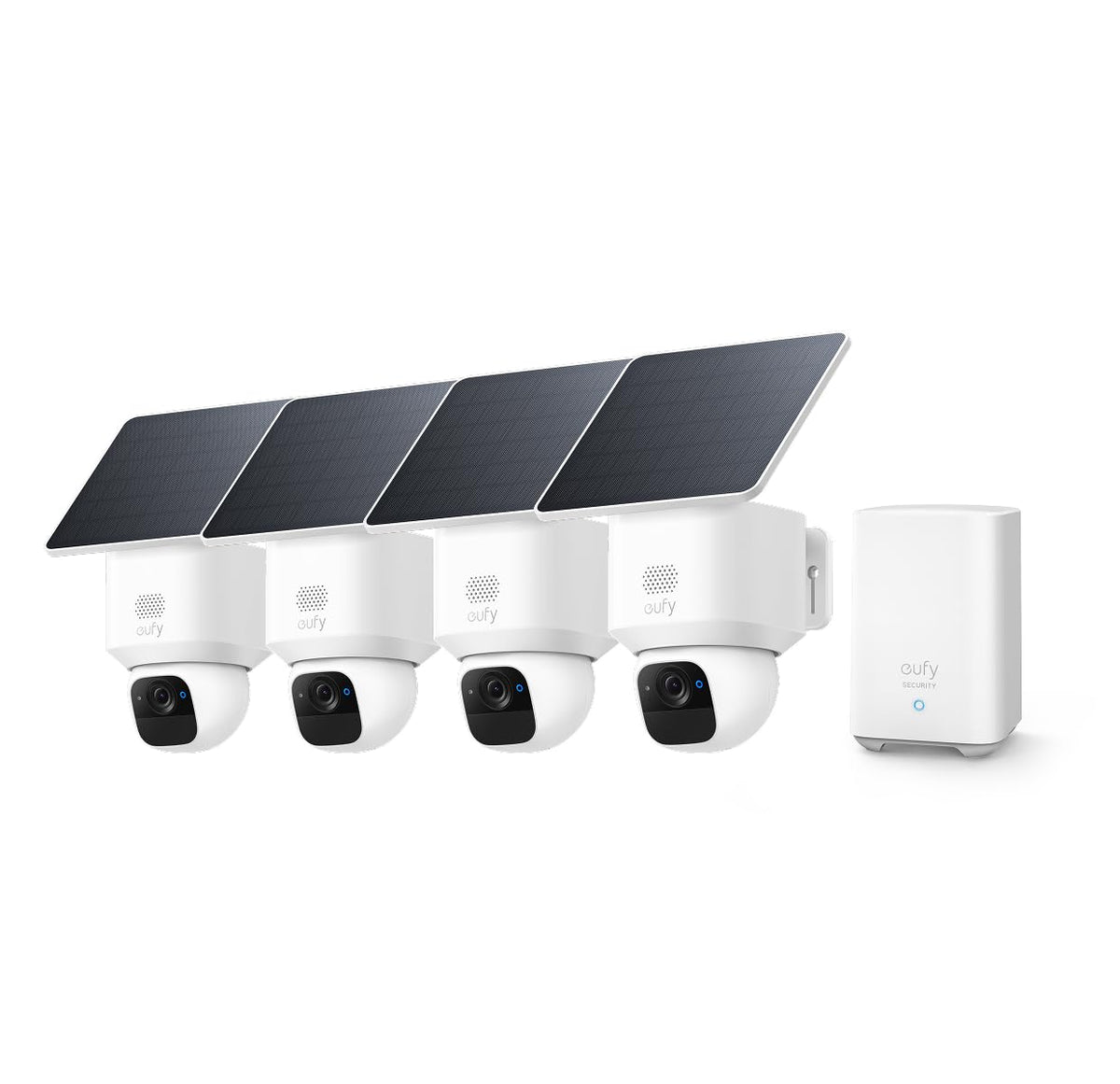eufy eufyCam Solar Überwachungskamera aussen, 4er-Pack mit Homebase, abnehmbares Solarpanel