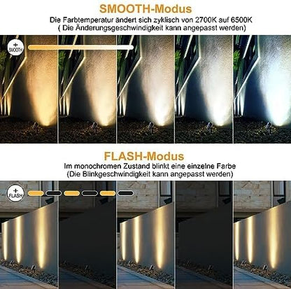 MEIKEE Solarstrahler 6er-Set mit Fernbedienung, 3 Farbtemperaturen