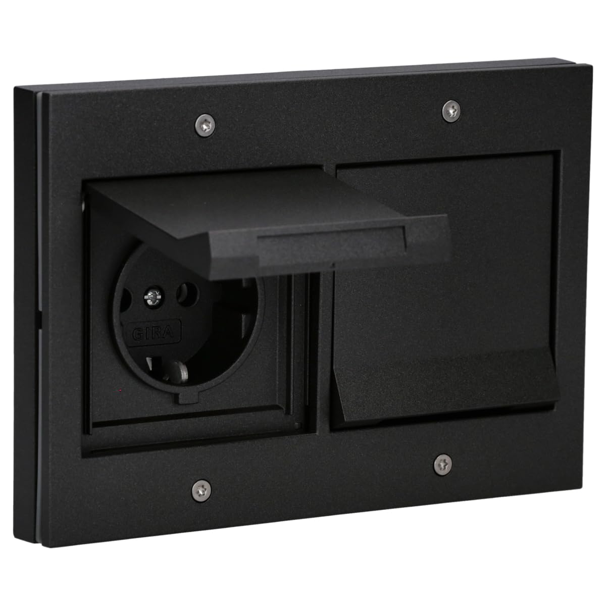 Gira TX 44 Doppel-Steckdose & Abdeckrahmen - Anthrazit. Für 2 Schuko-Stecker. IP44 für Feuchtraum & Outdoor.