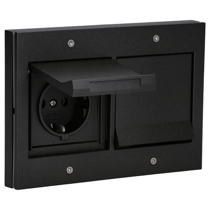 Gira TX 44 Doppel-Steckdose & Abdeckrahmen - Anthrazit. Für 2 Schuko-Stecker. IP44 für Feuchtraum & Outdoor.