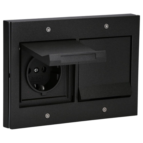 Gira TX 44 Doppel-Steckdose & Abdeckrahmen - Anthrazit. Für 2 Schuko-Stecker. IP44 für Feuchtraum & Outdoor.