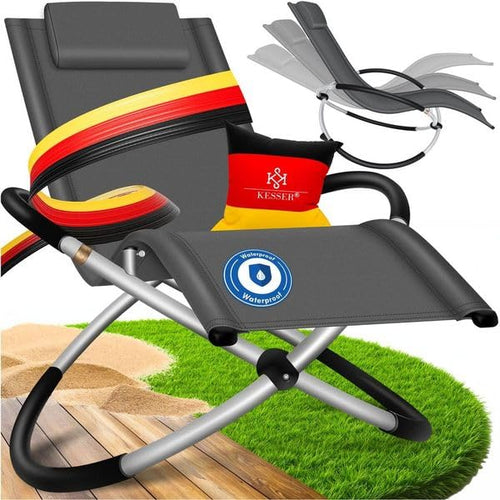KESSER® Relaxliege Garten Schwungliege klappbar Anthrazit. Ergonomisch geschwungen für entspanntes Schwingen.