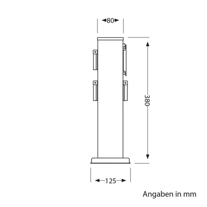 ledscom.de Steckdosensäule Polly, Edelstahl, IP44, Timer, 3-fach