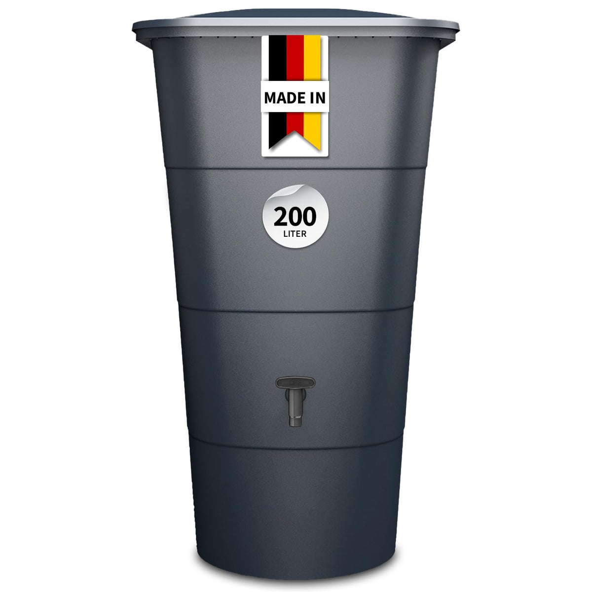 GARANTIA Ibiza Regentonne eckig 200 Liter Graphite Grey mit Deckel, eckige Form, matt strukturierte Oberfläche