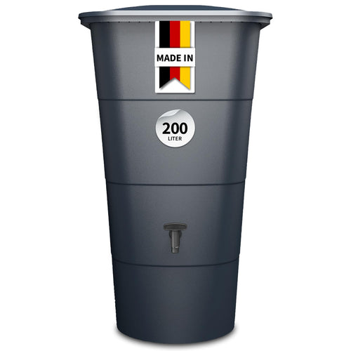 GARANTIA Ibiza Regentonne eckig 200 Liter Graphite Grey mit Deckel, eckige Form, matt strukturierte Oberfläche