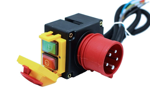 sys2sell KOA7-400V Schalter-Stecker-Kombination 3-phasig 400V Not-Aus mit transparenter Klappe und 80 cm Kabel