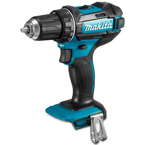 Makita DHP482Z Akku-Schlagbohrschrauber 18V - Solo. Blauer Bohrschrauber mit Bohrfutter. Für Bohr-, Schlagbohr- und Schraubarbeiten.