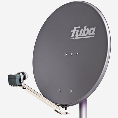 Fuba DAL 804 A Sat-Komplettset - 4 Teilnehmer, Anthrazit 80cm. Anthrazitfarbene 80cm Parabolantenne für Sat-Empfang an 4 Receiver.