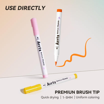Arrtx Acrylstifte 36 Farben Set, Pinselspitze 1–3,5 mm, wasserfest
