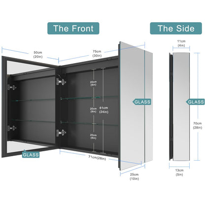 GANPE LED Badezimmer Spiegelschrank – Defog, 75x70cm, 2 Türen