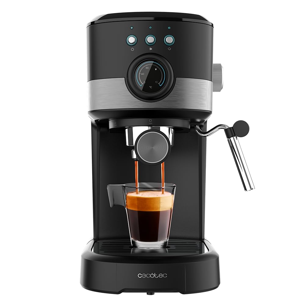 Cecotec Power Espresso 20 Espressomaschine - Pecan Pro. Kompakte Edelstahl-Espressomaschine für die Zubereitung von Espresso mit hohem Druck.
