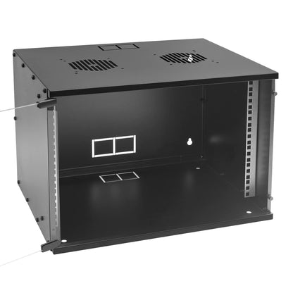 HMF 65707-02 Netzwerkschrank 19 Zoll – 7 HE, 400mm, Glastür Schwarz
