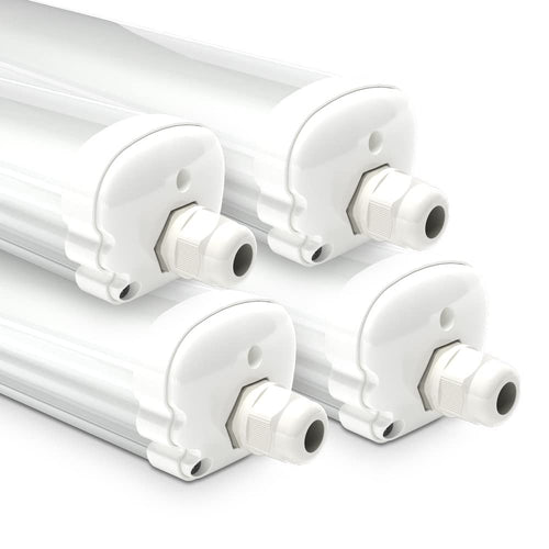 HOFTRONIC LED Feuchtraumleuchte 150cm IP65 - 4er Pack 6500K. Linear, tageslichtweißes Licht für Feuchträume.