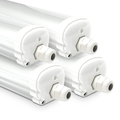 HOFTRONIC LED Feuchtraumleuchte 120cm IP65 4er Pack Neutralweiss. LED-Wannenleuchte für IP65-geschützte Beleuchtung.