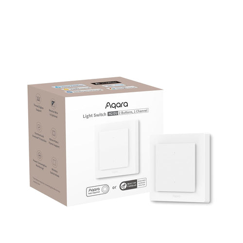 Aqara Lichtschalter H2 EU, smarter Wandschalter, 2 Tasten 1 Kanal – passend für 55-mm-Schaltsysteme