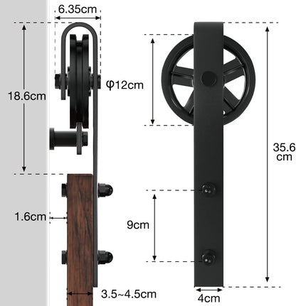 WINSOON Schiebetürsystem Komplettset 200cm Schwerlast – Schwarz
