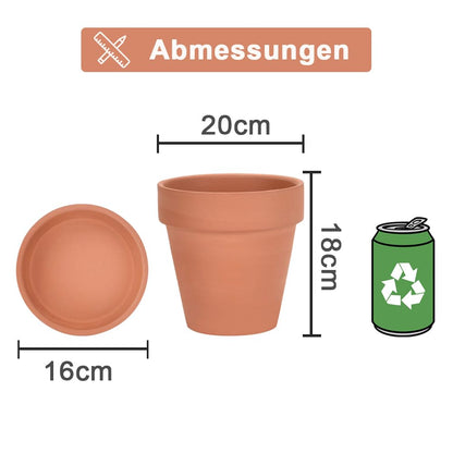 vensovo Terrakotta-Blumentopf 20 cm mit Untersetzer, 2er-Set