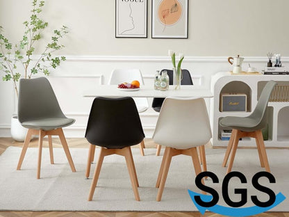 EGGREE Set 4 Buchenholz Skandi Retro Küchenstühle - Grau