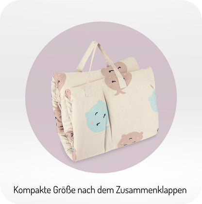 Momi VOLPI sensorische Patchwork-Matte, Krabbeldecke 120 x 160 cm