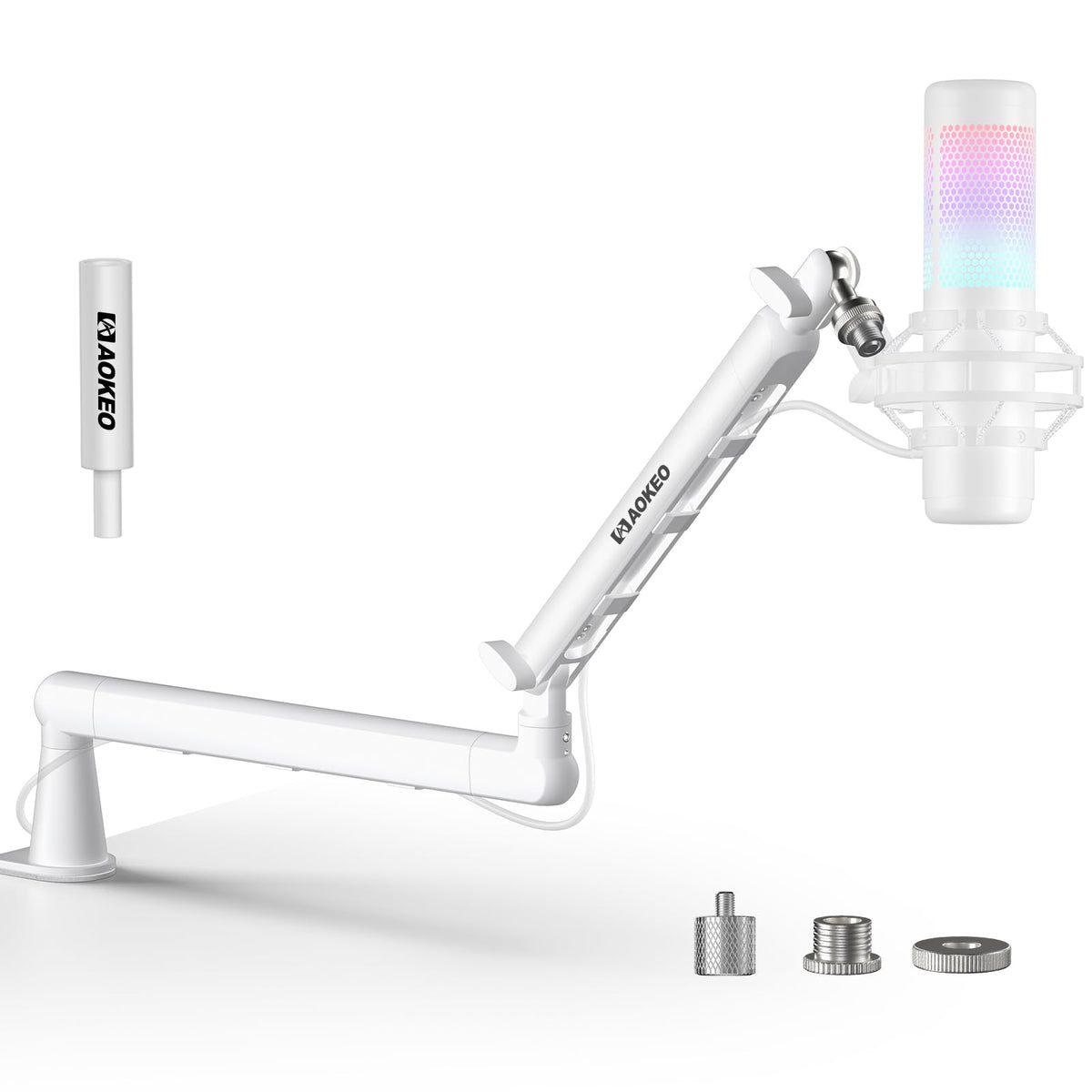Aokeo AK-55 Mikrofonarm, flaches Design, verstellbar, bis 2 kg, Stahlarm mit Tischklemme