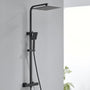 Auralum Duschsystem mit Thermostat, Regendusche 30 x 30 cm, schwarz, eckige Kopfbrause aus Edelstahl