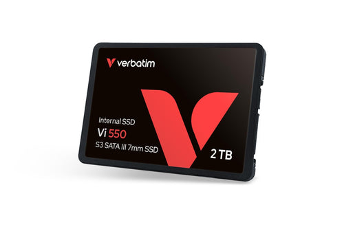Verbatim Vi550 S3 SSD 2 TB - 2.5" SATA III intern. Flache, rechteckige 2.5-Zoll SSD zum Speichern von Daten über SATA III in PCs/Laptops.