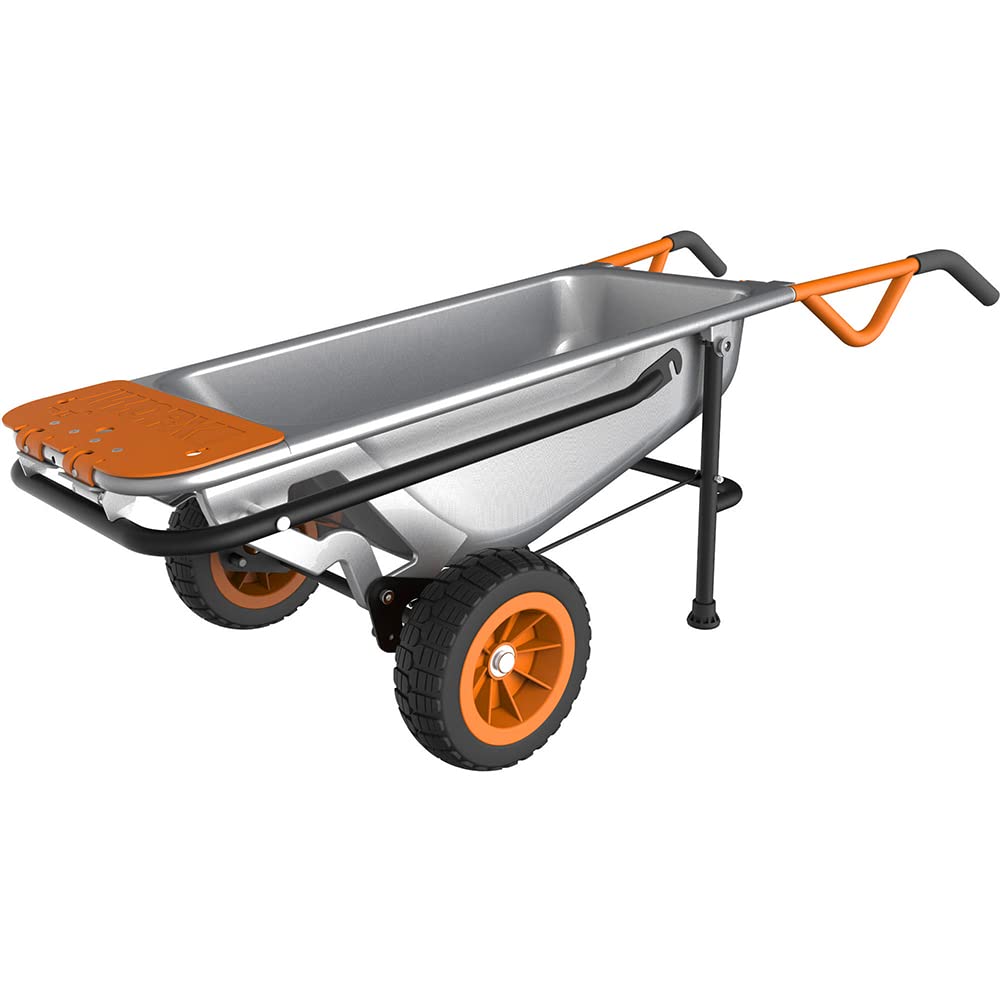 WORX WG050 Aerocart – 8-in-1 Multifunktions-Schubkarre. Schwarz-orange, transportiert und hebt Materialien für Garten & Bau.