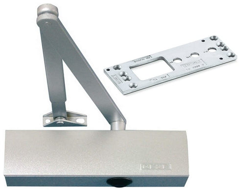 GEZE TS 2000 V BC Gestängetürschliesser 1-flügelig – Silber. Silberner Türschliesser mit Gestängearm zum automatischen Schliessen 1-flügeliger Türen.