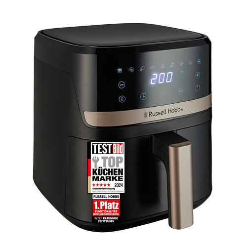Russell Hobbs SatisFry Heissluftfritteuse Rapid AirFryer - 4,3L. Kompaktes, schwarzes Gerät zum fettarmen Frittieren, Braten, Backen.