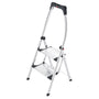 Hailo K100 Topline Alu Klapptritt Leiter - 2 Stufen 150kg Silber. Kompakte, silberne 2-Stufen-Leiter aus Aluminium für sicheren Stand bei erhöhten Arbeiten.