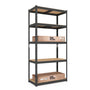 baudim Schwerlastregal BUDGET Steckregal schwarz 180x60x40 cm, Metallregal mit 5 MDF-Böden