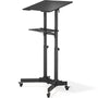 BONTEC Stehpult Laptoptisch: Rechteckige Platte, schwarzes Metallgestell. Höhenverstellbar, neigbar, mit Rollen für flexibles, ergonomisches Arbeiten.